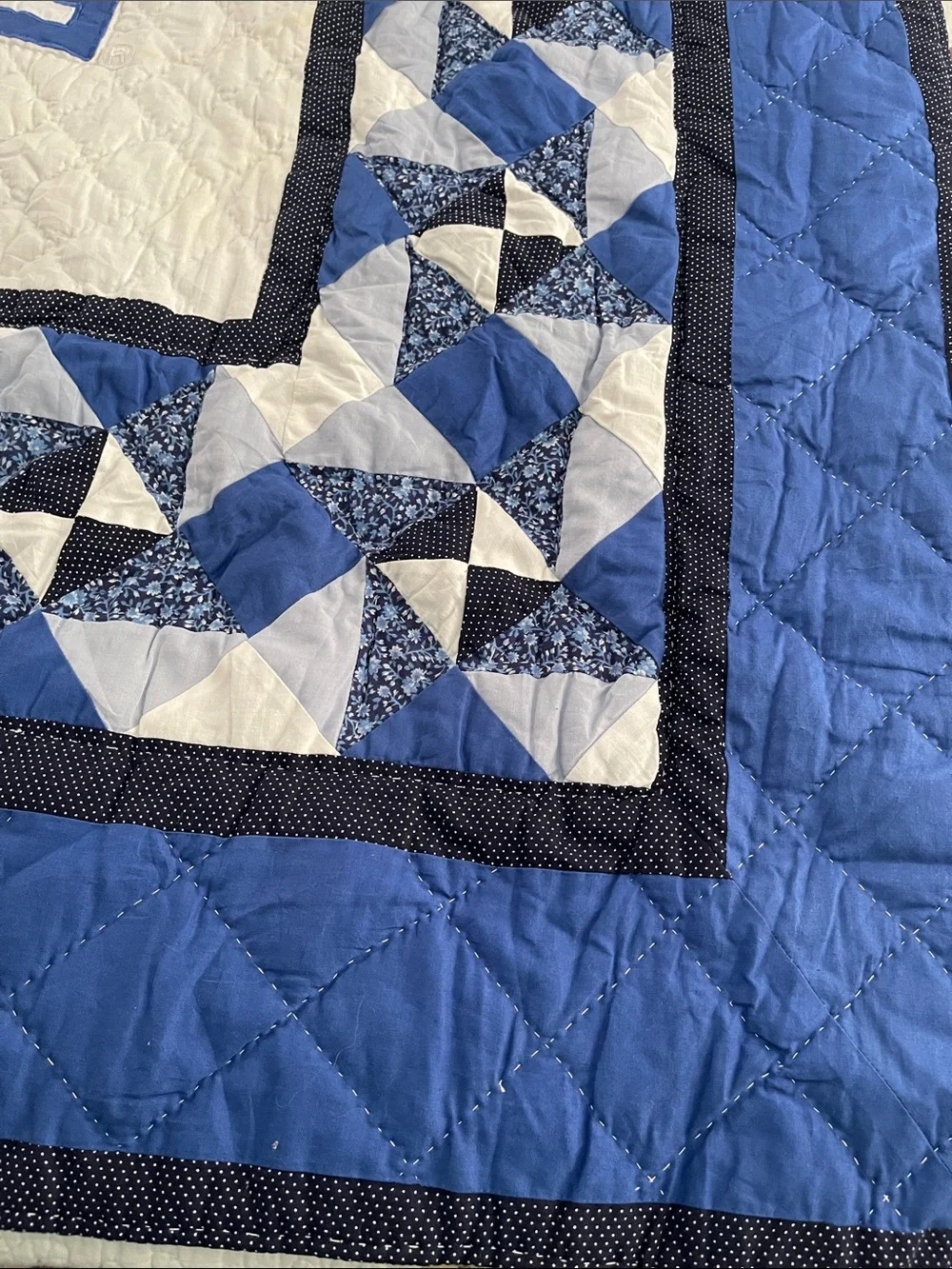 UK quilted throw bedspread unisex blue